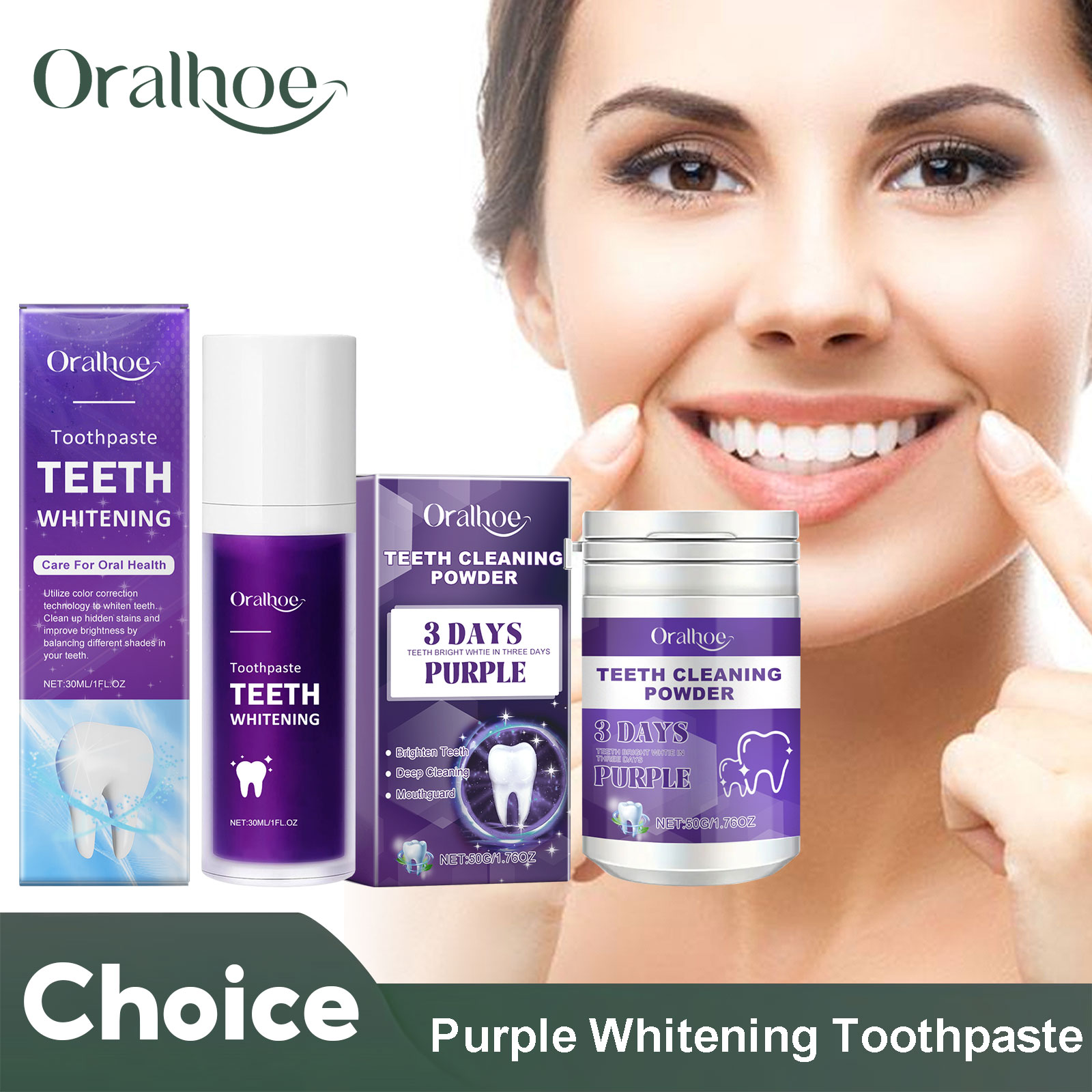 Teeth Whitening Yellow Teeth - Purple Corrector Teeth Whitening Toothpaste Deep