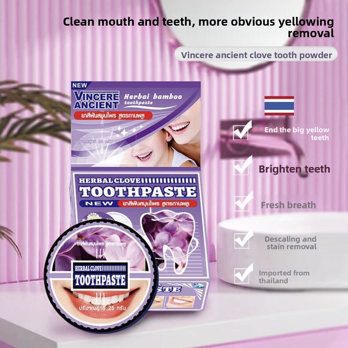 Natural Thai VINCERE Tooth Pow - Teeth Whitening Charcoal review and price