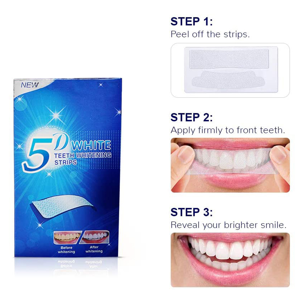 5D White Teeth Whitening Strip - Teeth Whitening With Hydrogen Peroxide review and price