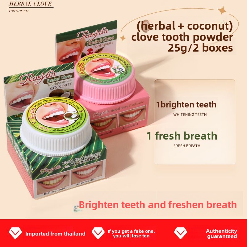 Thai Clove/coconut Tooth Powde - Teeth Whitening Yellow Teeth review and price